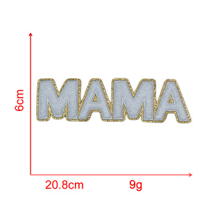 Nuovo commercio all'ingrosso oro Glitter ciniglia Mama Patch lettera di ferro personalizzato su MAMA ciniglia Patch Mini Patch ciniglia per la <span class=keywords><strong>mamma</strong></span> <span class=keywords><strong>abbigliamento</strong></span> - Product Image 4
