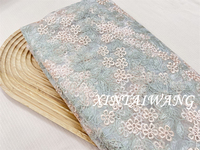 Nouveau produit tissu de broderie en maille de branche verte douce, jupe en dentelle