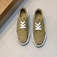 Sneakers décontractées de luxe pour hommes, en toile et cuir, patchwork, semelle épaisse, lacets, chaussures de marche