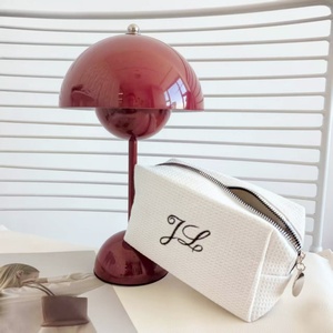 Bolsa bordada con gofres de algodón con logotipo personalizado, bolsas de cosméticos, grandes regalos de boda, bolsa de maquillaje para mujeres, hombres, viajes, Playa - Product Image 4