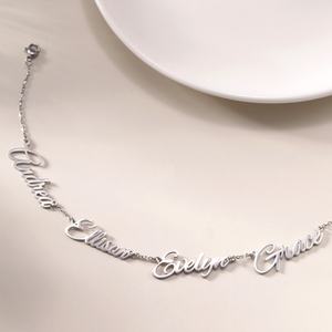 สร้อยข้อมือสแตนเลสชุบทองคำชมพูแบบปรับแต่งได้สำหรับผู้หญิง พร้อมชื่อสกุลส่วนตัว - ของขวัญคริสต์มาส - Product Image 5