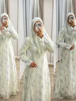 Usine de vêtements sur mesure OEM – Robe de prière islamique élégante en laine de haute qualité, Abaya Dubaï, imprimé floral, satin, longueur ras du sol