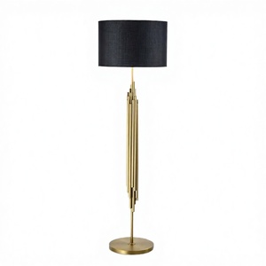Lámpara de Pie Moderna de Hierro con Pantalla Redonda de Tela Negra, Luz LED Cálida Suave, Base E26/E27, Altura Ajustable, para Uso en Hoteles - Product Image 6
