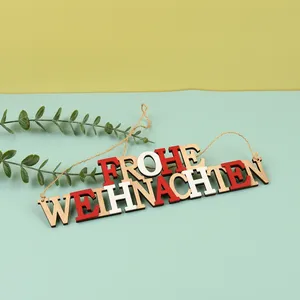 Creative Festival Decoration Christmas Beads Merry Christmas Letters Hanging Doors Gift Christmas Tree Wooden Pendants