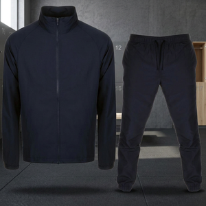 Ensemble de survêtement d'hiver pour homme, bleu marine, 2 pièces, veste zippée et pantalon de jogging, vêtements de sport décontractés pour adultes, logo sur le devant - Product Image 6