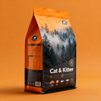 Sachet personnalisé en plastique refermable avec laminage mat, fond plat, pour emballage de grains de café, sac à huit soudures latérales pour aliments et collations