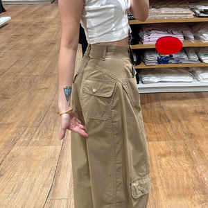 <span class=keywords><strong>Pantalon</strong></span> Large <span class=keywords><strong>Femme</strong></span> Style Rétro Américain Machette <span class=keywords><strong>Kaki</strong></span>, Nouvelle Collection Automne 2025, Multipoches Couleur Café, Coupe <span class=keywords><strong>Slim</strong></span> Polyvalente - Product Image 2