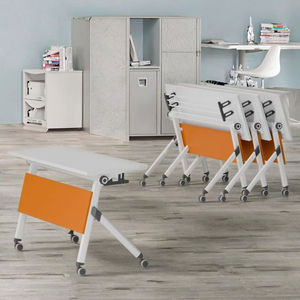 Mesa de reuniones de conferencia de madera de melamina modular Escritorio de estudio plegable para oficina dormitorio uso en Hospital con ruedas - Product Image 3