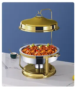 OKEY catering equipment golden bell buffet stove 8.0L stainless steel buffet food warmer chaffing dishes with hanging lids