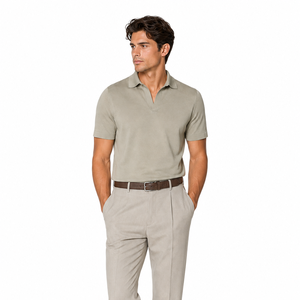 Polo de punto de algodón <span class=keywords><strong>verde</strong></span> sin botones, transpirable, anti-bolitas, estilo Old Money, nueva tendencia, para hombre, de verano - Product Image 2