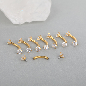 <span class=keywords><strong>Piercing</strong></span> de plátano para cejas de <span class=keywords><strong>titanio</strong></span>, barra curva redonda CZ, anillo para labios, Daith Helix Rook, pendiente para cartílago, Piercings para trago, joyería - Product Image 2