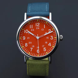 Correa de reloj de tela luminosa con logotipo privado al por mayor, esfera naranja y verde - Product Image 1