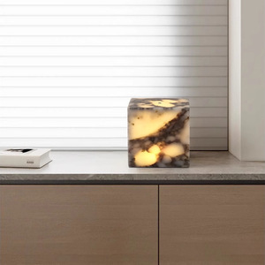 Modern Touch Table <b>Lamp</b> Vintage Marble Cube Bedside Light for Study Bedroom Dining Room Bar - Product Image 1