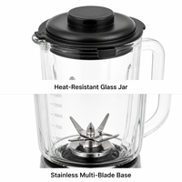 Blender avec moulinette 5-en-1, robot culinaire multifonction 1,5 L 700 W, mixeur pour smoothies, cuisine domestique