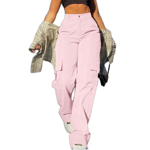 กางเกงเอวสูงระบายอากาศสไตล์ยุโรปสำหรับผู้หญิงกางเกงขาตรงหลายกระเป๋าแฟชั่นแนวสตรีทฤดูใบไม้ร่วง - Product Image 1