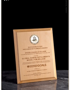 Custom Made Eco-Friendly Business Honor Award Plaque Creative Beech <strong>Wood</strong> <strong>Inlaid</strong> Commemorative Plaque Wooden Frames - Product Image 4