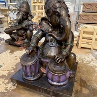 Sculpture religieuse en pierre naturelle, décoration extérieure, grande taille, statue de Ganesh, dieu hindou, statue de Ganesh en marbre noir