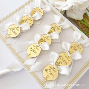 Décoration en miroir acrylique doré, lettrage personnalisé, étiquette, cadeaux de remerciement pour les invités de baptême ou de mariage, style moderne et simple, taille personnalisée - Product Image 3