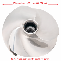 Hélice de pompe à jet à 4 pales de 161 mm PBD-B4-15/21A compatible avec Sea-Doo RXP-X300 RXT-X300 GTX Limited300 GTR230 GTX230 Wake Pro230