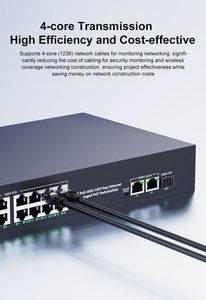 Switch Gigabit PoE non géré 10/100/1000 Mbps standard 16 ports 48 V actif IEEE802.3 AF/AT 200 W pour caméra IP CCTV en stock - Product Image 2
