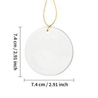 Ornement de Noël en céramique rond de 2,9 pouces à sublimation personnalisée DIY avec boîte cadeau blanc nacré, décoration de fêtes personnalisée