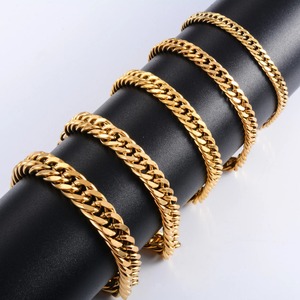 Bracciale da Uomo in Acciaio Inossidabile di Alta Qualità, Placcato Oro, Catena Cubana per Caviglia e Polso, Accessorio Gioiello in Metallo, Regalo - Product Image 1