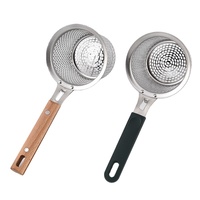 Panier égouttoir de cuisine en acier inoxydable, panier à frire à mailles fines avec long manche en bois ou en nylon