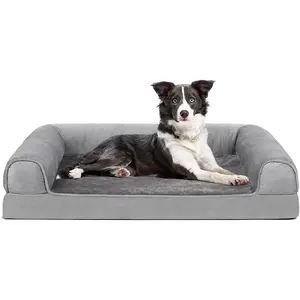 Couverture lavable amovible et fond antidérapant canapé-lit pour chien imperméable et durable lits pour chien pour animaux de compagnie moyen caisse à œufs canapé en mousse lit pour chien