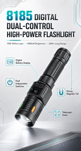 ไฟฉายเลเซอร์สีขาวทรงพลัง WOSEN แบบสวิตช์คู่ ซูมได้ ไฟ LED ด้านข้าง COB แสงแฟลชสีแดงและสีน้ำเงิน หางแม่เหล็ก 6 โหมด ไฟฉายยุทธวิธี - Product Image 6