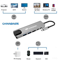 Adaptateur HDMI 6 en 1 USB C 4K 30Hz avec port Ethernet 100W Power Delivery Port de charge PD Type C Adaptateur de ports USB 3.0 et 2.0