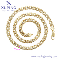 X000910002 Collier pour homme Xuping Jewelry plaqué or 14K, chaîne cubaine Hip Hop Rapper, style unique et tendance