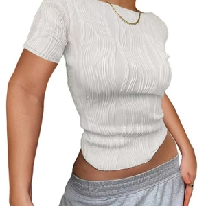 Liu Ming Y2K mode ventes chaudes tendance femmes vêtements décontracté froncé à manches longues <span class=keywords><strong>t</strong></span>-shirts maigre basique <span class=keywords><strong>t</strong></span>-shirts hauts - Product Image 4
