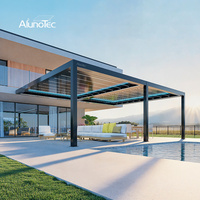 Sistem Pergola Paling Canggih AlunoTec Atap Louver Berputar & Dapat Ditarik untuk Taman Luar Ruangan Gazebo Aluminium Sunroom Paviliun