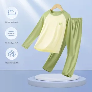 Ensemble de <span class=keywords><strong>pyjama</strong></span> confortable pour enfants, adolescents et bébés, sous-vêtements thermiques en deux pièces, ensemble décontracté long pour la maison - Product Image 4