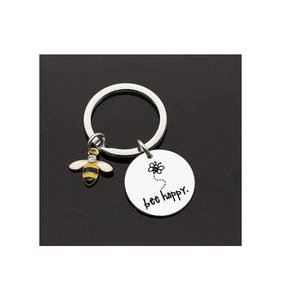 נירוסטה דבורה שמחה Keyring Keychain מתנה עם דבורה תליון עבור אמא דודה בת אחיינית חברים - Product Image 4