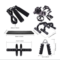 Appareil d'exercice abdominal unisexe pour la maison, kit de rouleau abdominal 6-en-1 avec corde à sauter en EVA et acier inoxydable