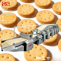 Ligne de production de biscuits fourrés entièrement automatique HG, machine à fabriquer des biscuits fourrés avec remplissage de crème, cuisson et sandwiching, certifiée CE