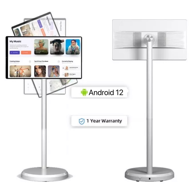 Factory 24 Inch Wireless Portable Smart TVs with Battery 1080p Android OS Vertical Rotating Touch Screen Monitor Table Mobile TV