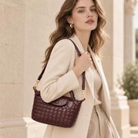Sac à main en cuir pour femme, sacs à bandoulière en PU tressé, mini sac avec fermeture éclair, logo personnalisé OEM, vente en gros directe usine