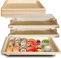 Boîte d'emballage de sushi écologique avec couvercle transparent Contenants à sushi en papier kraft jetables séparément