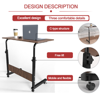 Table d'appoint moderne robuste réglable en hauteur et pliable pour ordinateur portable, idéale pour salon et chambre