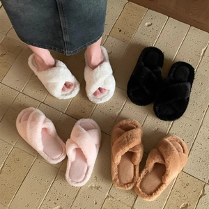 XIXITIAO Dames Pantoffels met Kruisband, Pluche, Stijlvolle Open Teen <span class=keywords><strong>Slippers</strong></span> voor Binnen en Buiten - Product Image 5