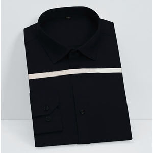 Chemise pour homme, décontractée, business, coton et polyester, design simple avec col boutonné, manches longues - Product Image 3