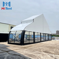 Tente de réception de luxe noire Miluxe quatre saisons avec parois transparentes en PVC, imperméable, résistante aux UV et ignifuge pour mariages
