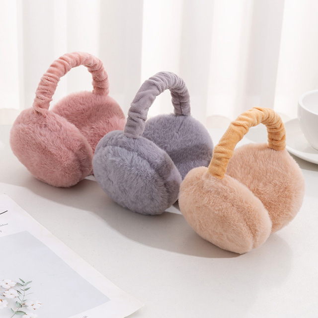 Elegant Women's Winter Ear Muffs High Quality Wool Comfort Plush Adjustable Faux Rabbit Fur Warmers Earmuffs