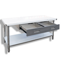 Table en acier inoxydable de 60'' * 24'' avec 2 tiroirs, poste de travail, table de préparation pour la maison, la cuisine commerciale, le restaurant, l'extérieur