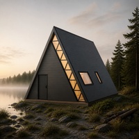 Cabane préfabriquée de luxe S780 A-Frame pour l'hébergement commercial en zone côtière, système de production en usine pour investisseurs