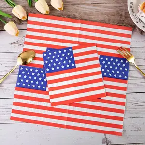 Nieuwe Ster En Strepen Amerikaanse Stijl Tafeldecoratie Servet Feestartikelen High-End Custom Papieren Handdoeken