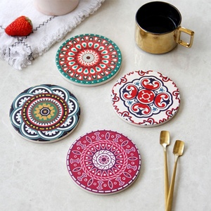 Đế Lót Ly Bằng Gốm Mandala Đế Lót Ly Đồ Uống Bắc Âu Nghệ Thuật Trống Tùy Chỉnh Phía Sau Đế Lót Ly Bằng Gốm - Product Image 1