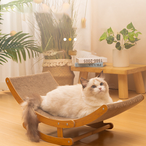 猫用爪とぎポール付きロッキングベッド、ロッキングチェア、段ボール製猫ハウス、麻布製爪とぎボード、四季対応耐久性のある爪とぎ - Product Image 3